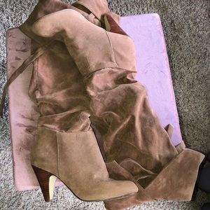 Tan Suede Knee High Boots